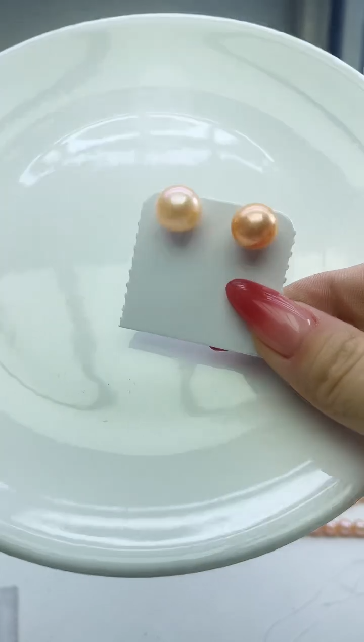 未镶嵌耳饰淡水珍珠中国红耳饰