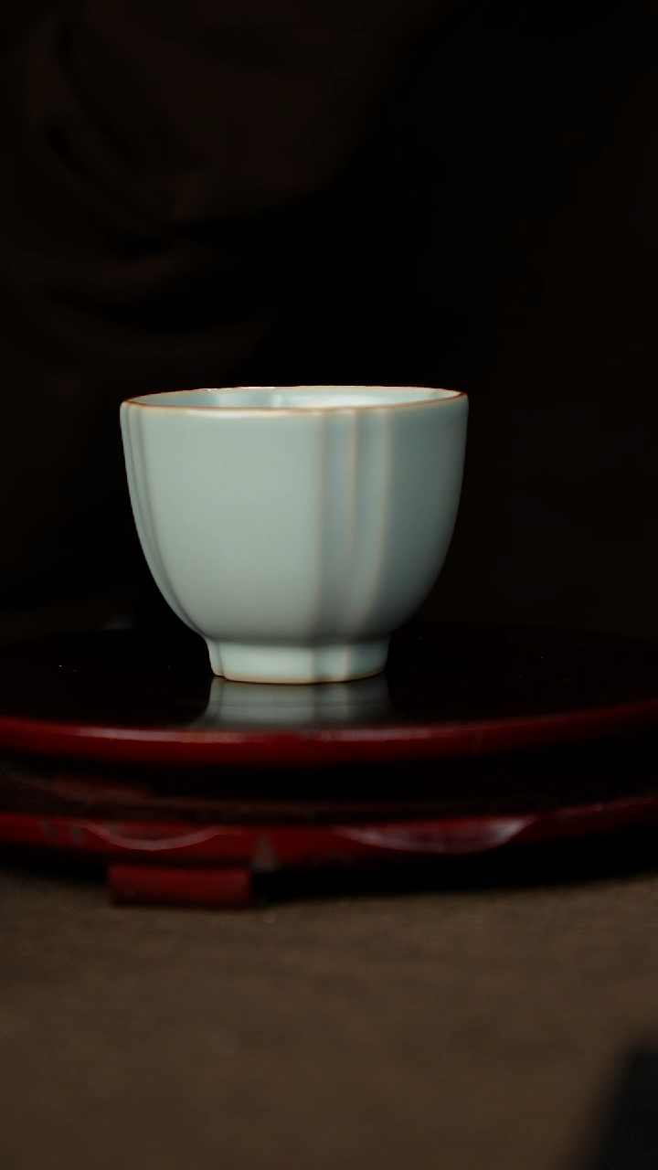 微微瑕 高四方葵口杯 