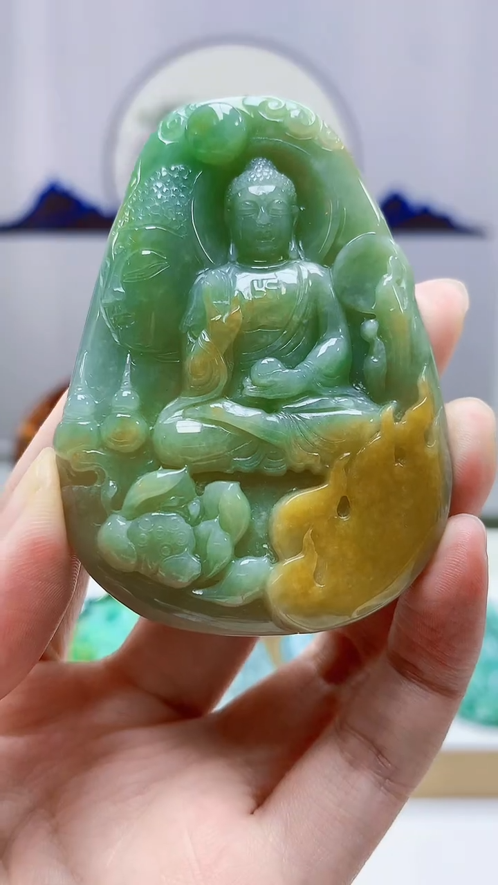 未镶嵌定制翡翠幸***哥4852zm-毛货挂件