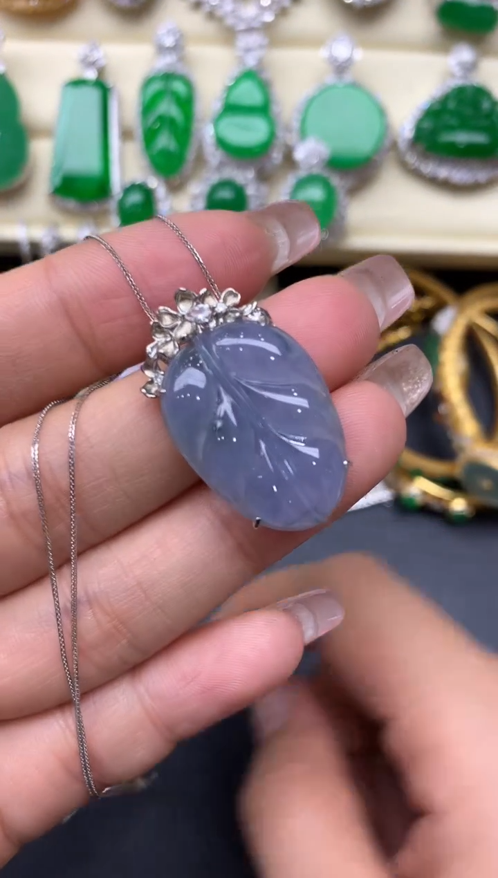 颈饰18K金镶嵌翡翠416-中国好珍宝