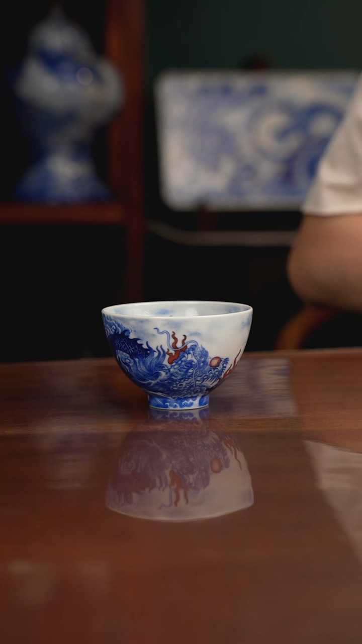 自成堂柴窑 龙凤杯