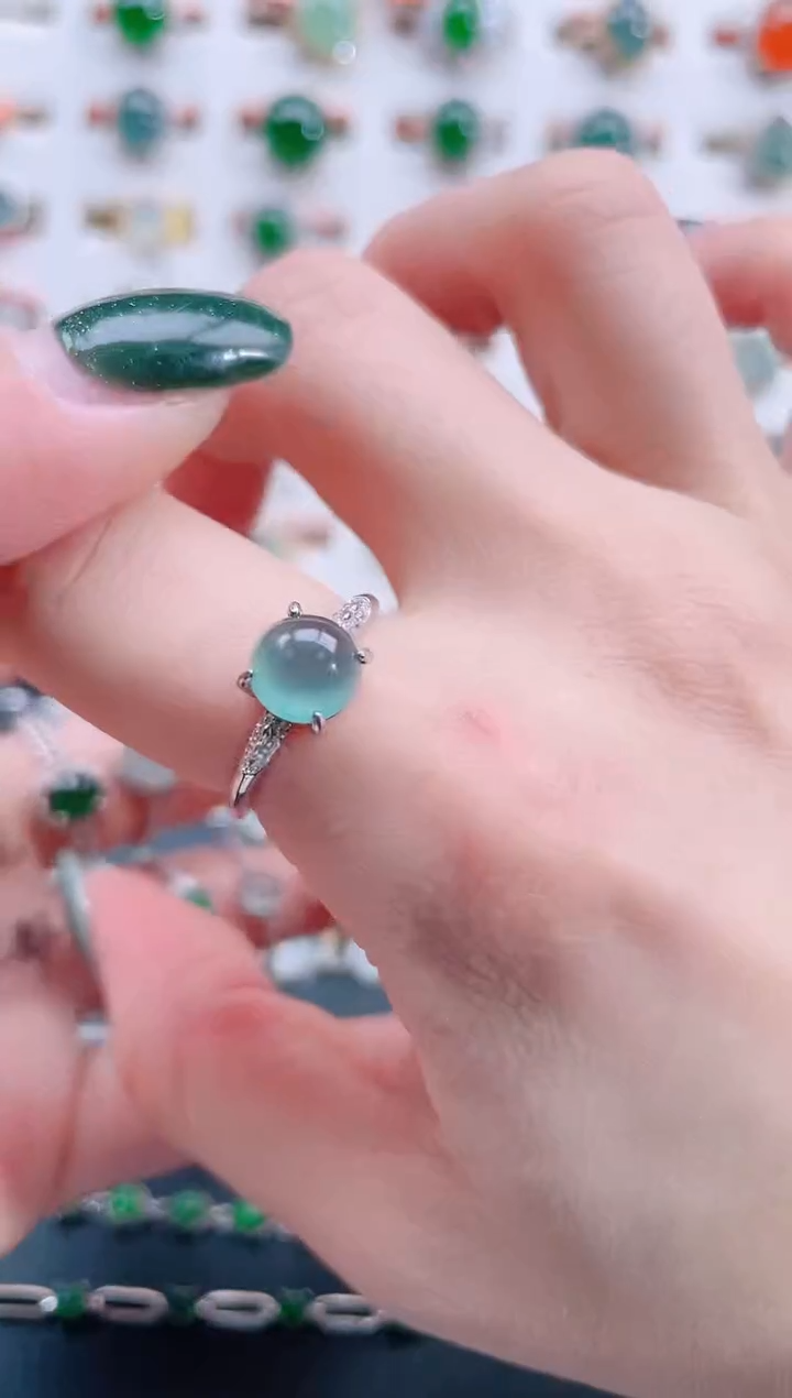 银S925镶嵌戒指翡翠天然翡翠