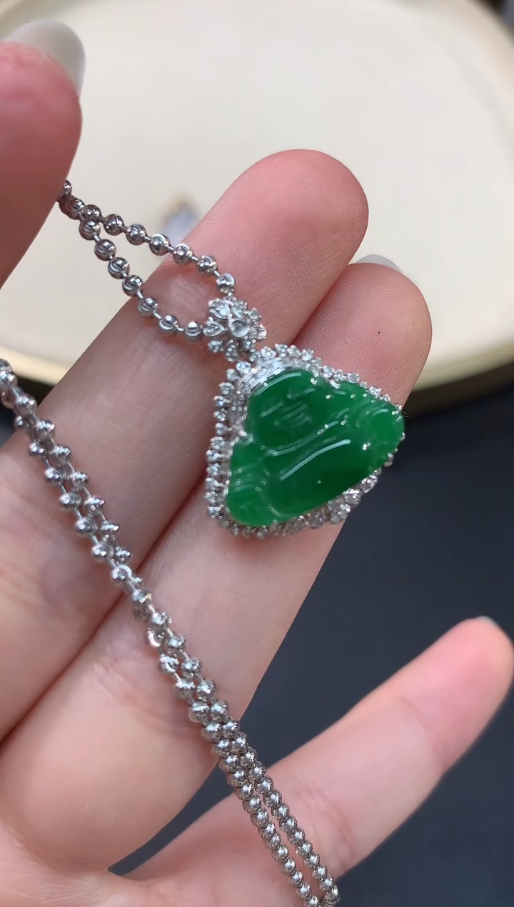 【闪购商品】翡翠吊坠(不含链)18K金镶嵌佛公Q123|4980