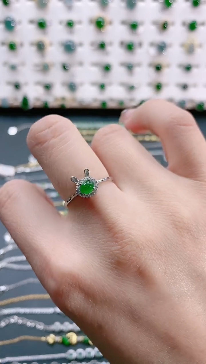 【闪购商品】翡翠戒指银S925镶嵌天然翡翠