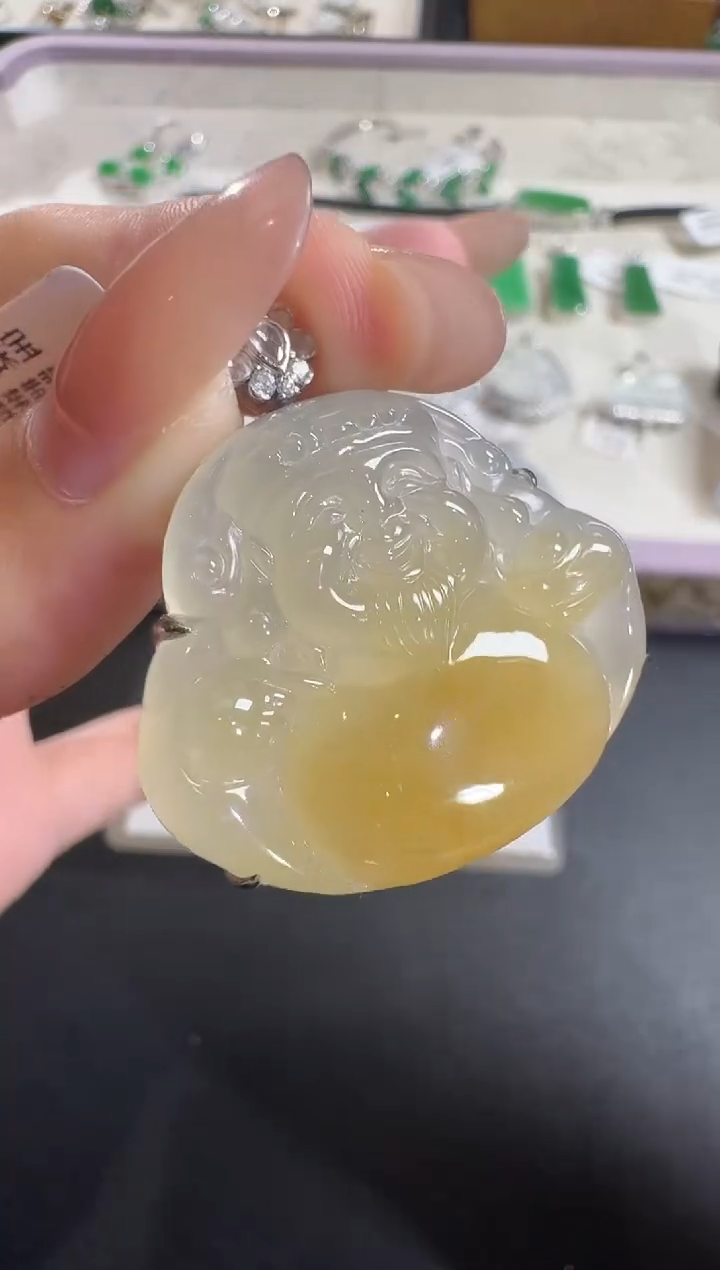翡翠18K金镶嵌吊坠(不含链)【源头工厂】钻石镶嵌