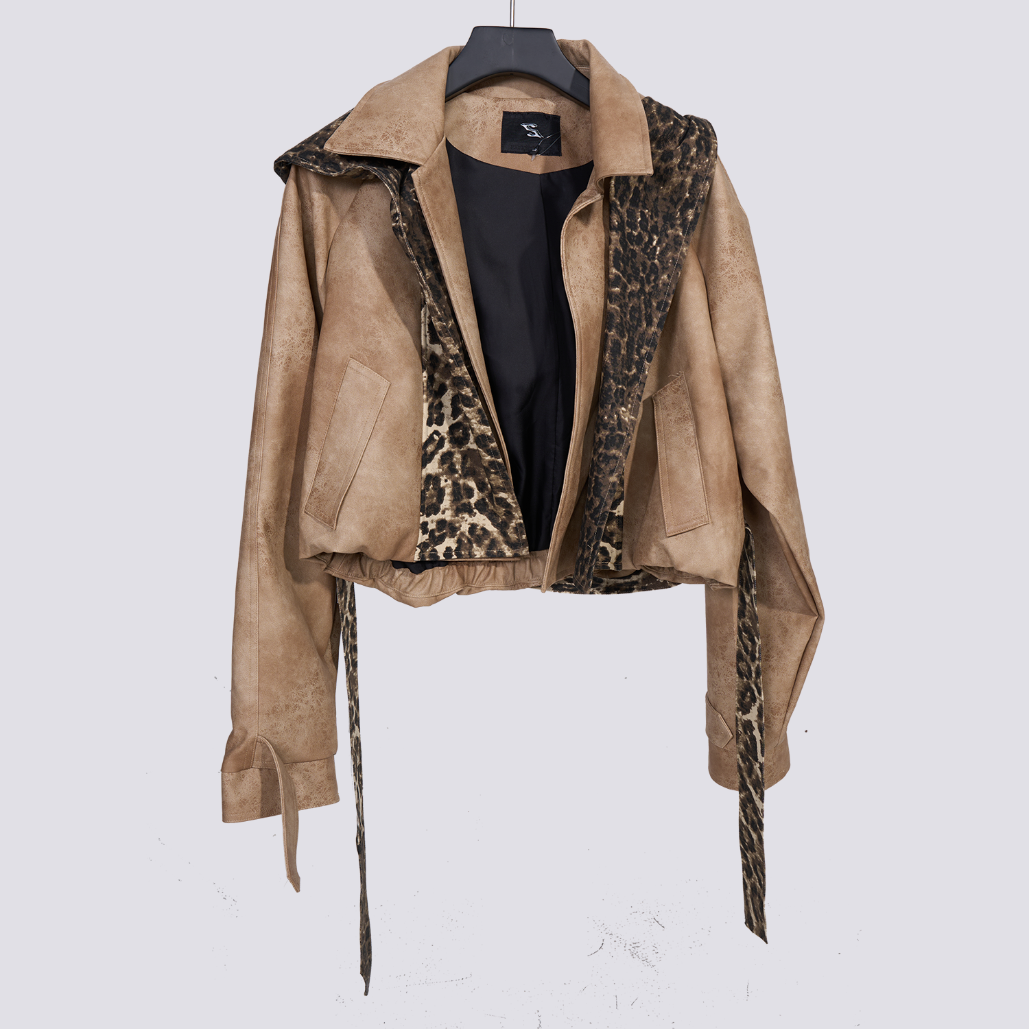 【设计师手作孤品】拼接豹纹夹克男