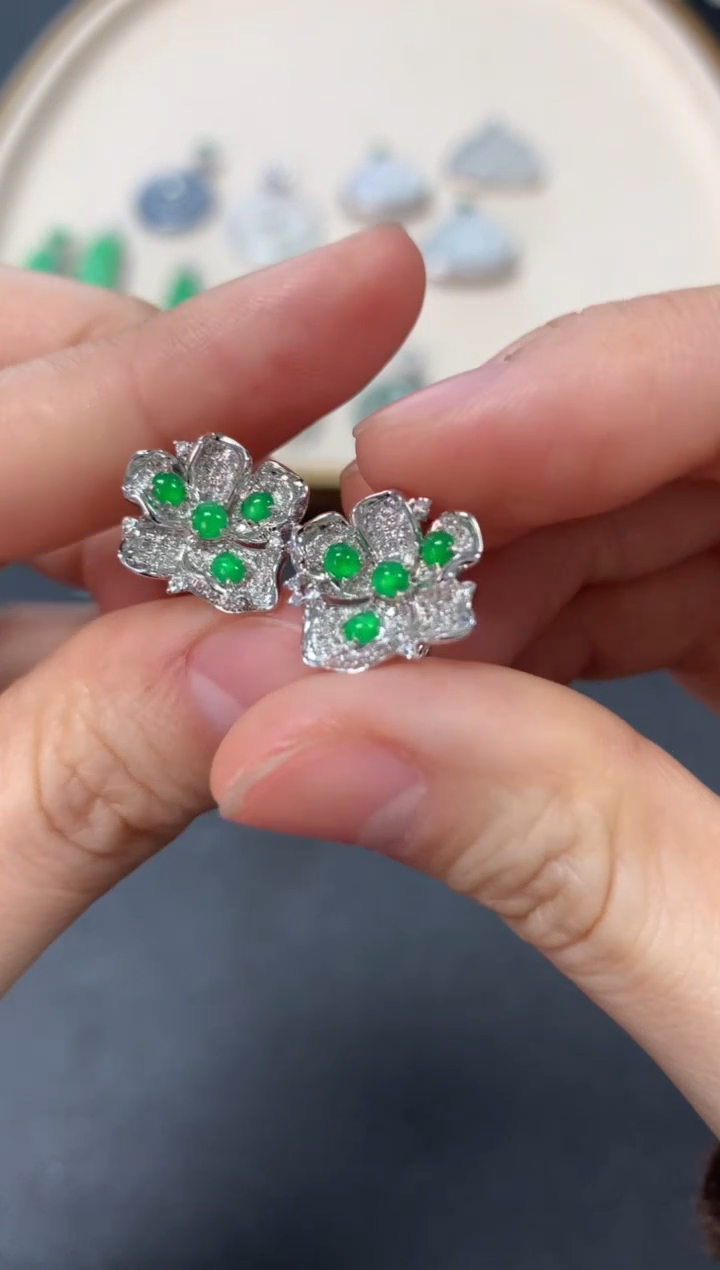 【闪购商品】翡翠耳饰18K金镶嵌7200耳饰