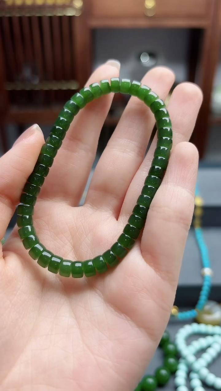 【闪购商品】和田玉手串未镶嵌碧玉直切手串XE