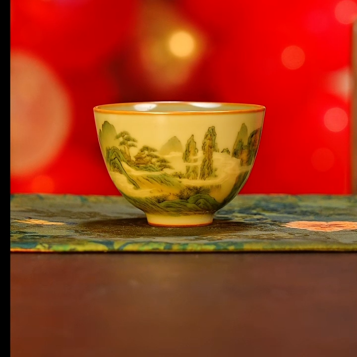 【小乔赏瓷】谢小金景德镇手工手绘瑶池仙境杯xxj134。