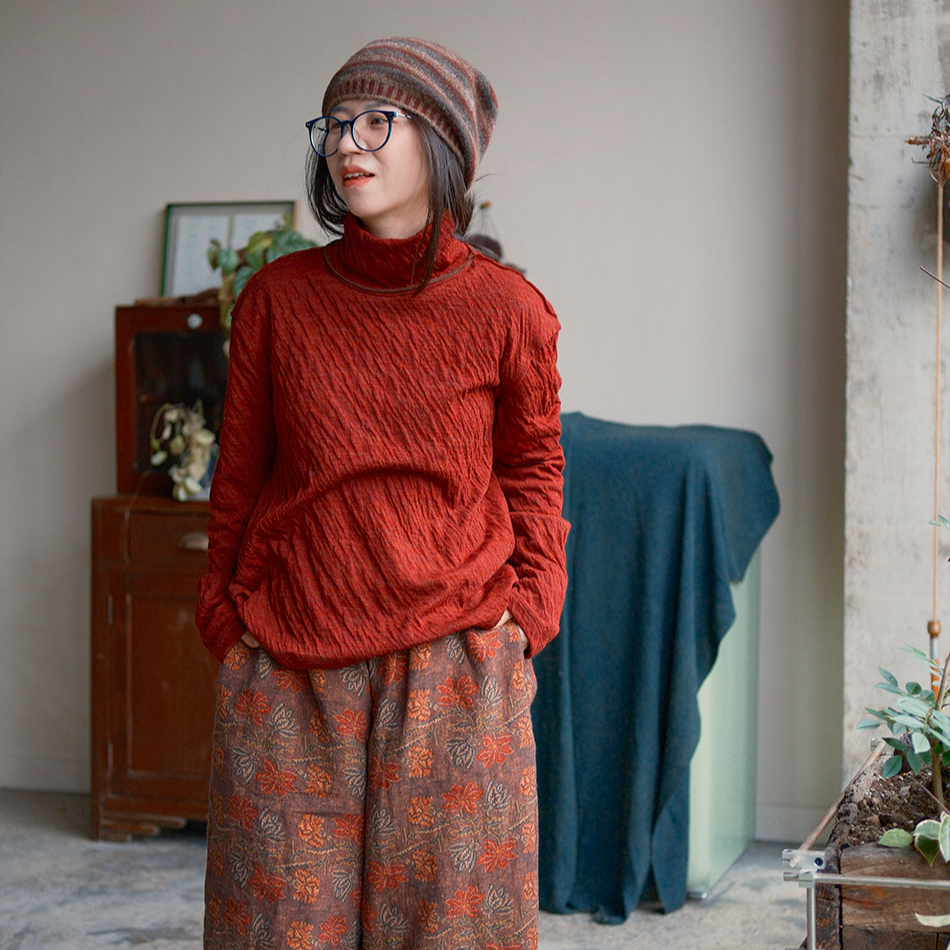 【云雾里】6056 羊毛棉混纺双层打底圆高领T秋冬