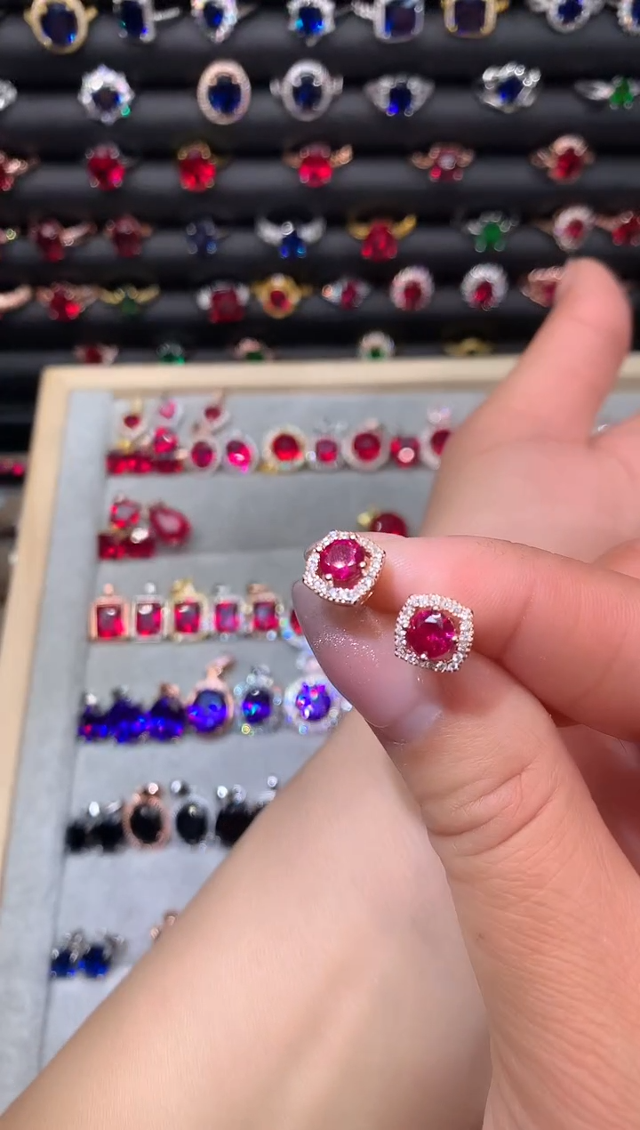 【闪购商品】红宝石耳饰银S925镶嵌1