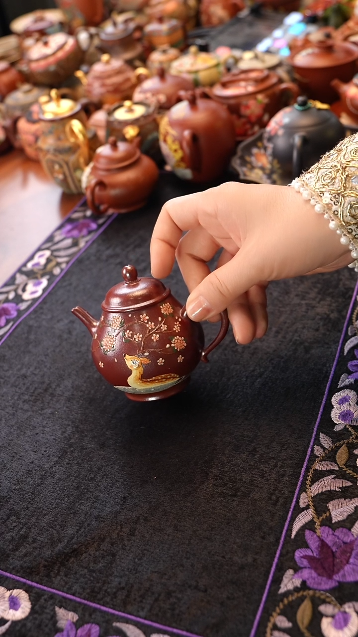 茶壶紫砂柴烧一路生花