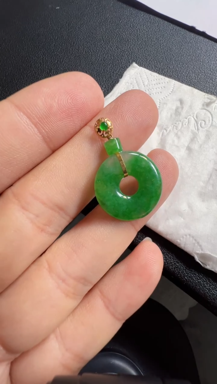 吊坠(不含链)18K金镶嵌翡翠1580