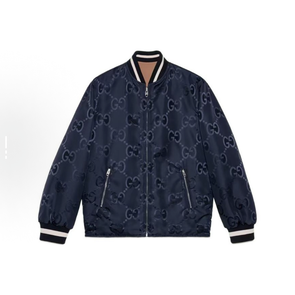 未使用 GUCCI/古驰 字母满印拉链长袖夹克外套男款藏青色 LC-0090