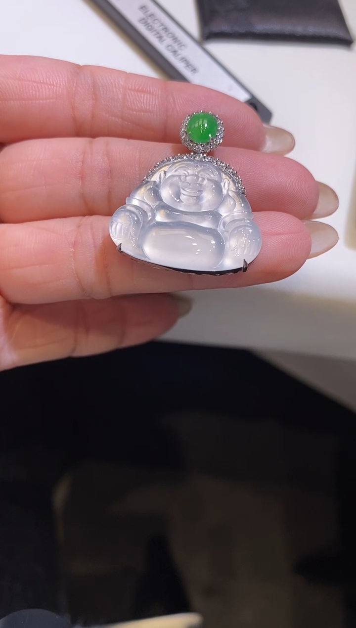 吊坠(不含链)18K金镶嵌翡翠佛公