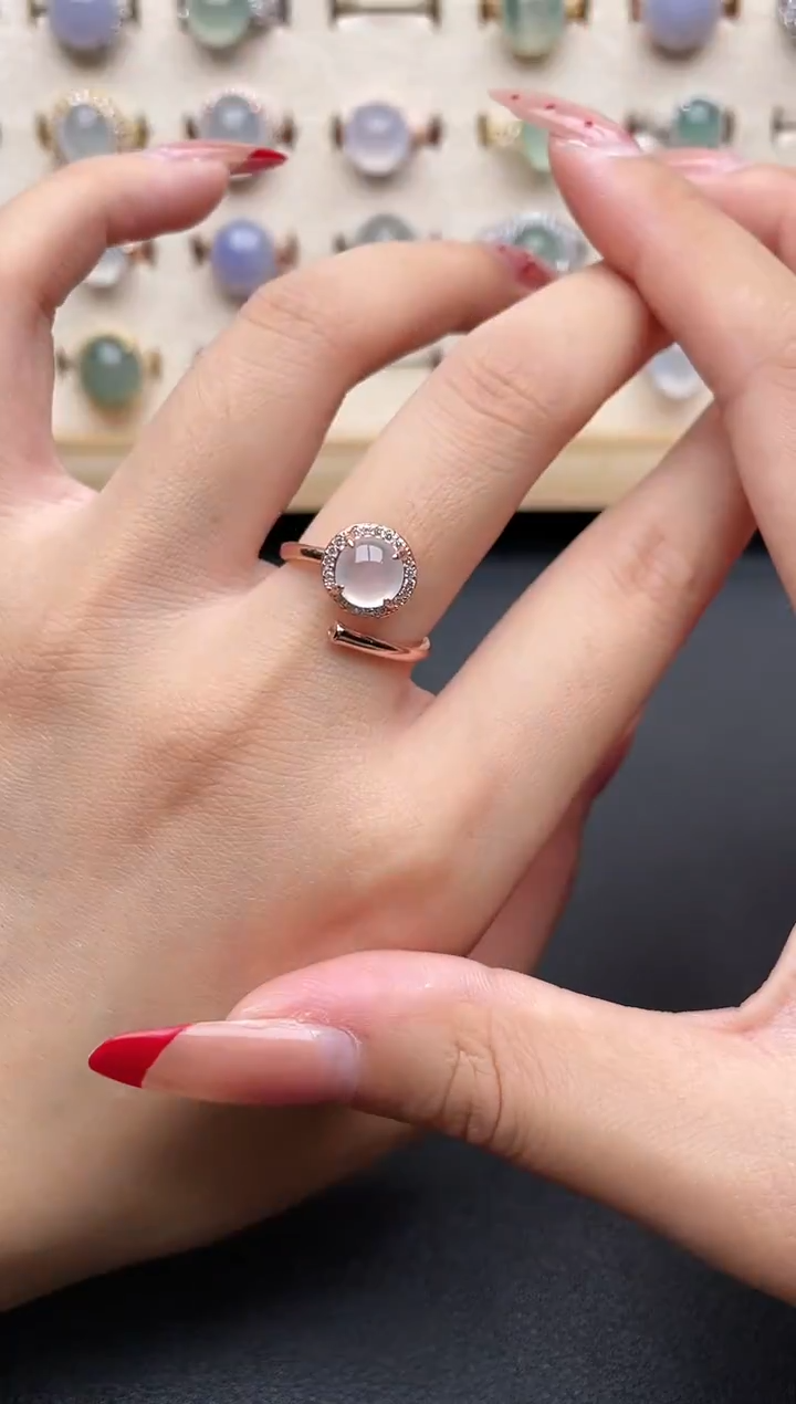 【闪购商品】翡翠戒指银S925镶嵌一物一证一礼盒