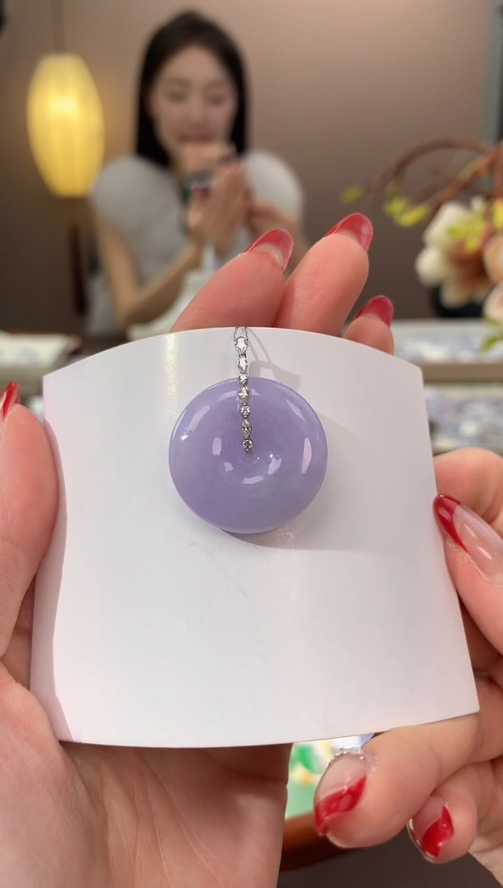 【闪购商品】翡翠颈饰18K金镶嵌天然缅甸a货翡翠