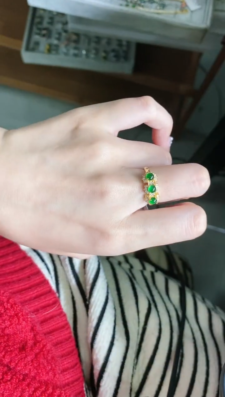 【闪购商品】翡翠戒指银S925镶嵌85151-5