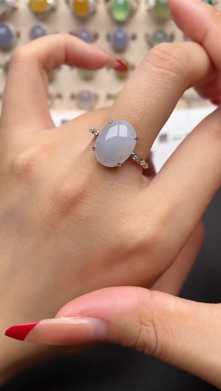 【闪购商品】翡翠戒指银S925镶嵌一物一证一礼盒