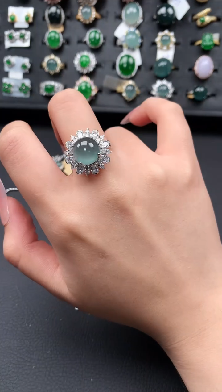 【闪购商品】翡翠戒指银S925镶嵌521414