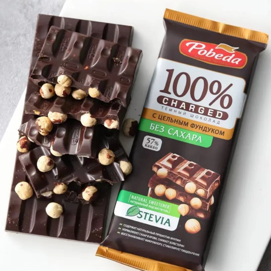 俄罗斯原装进口胜利整颗坚果巧克力90克