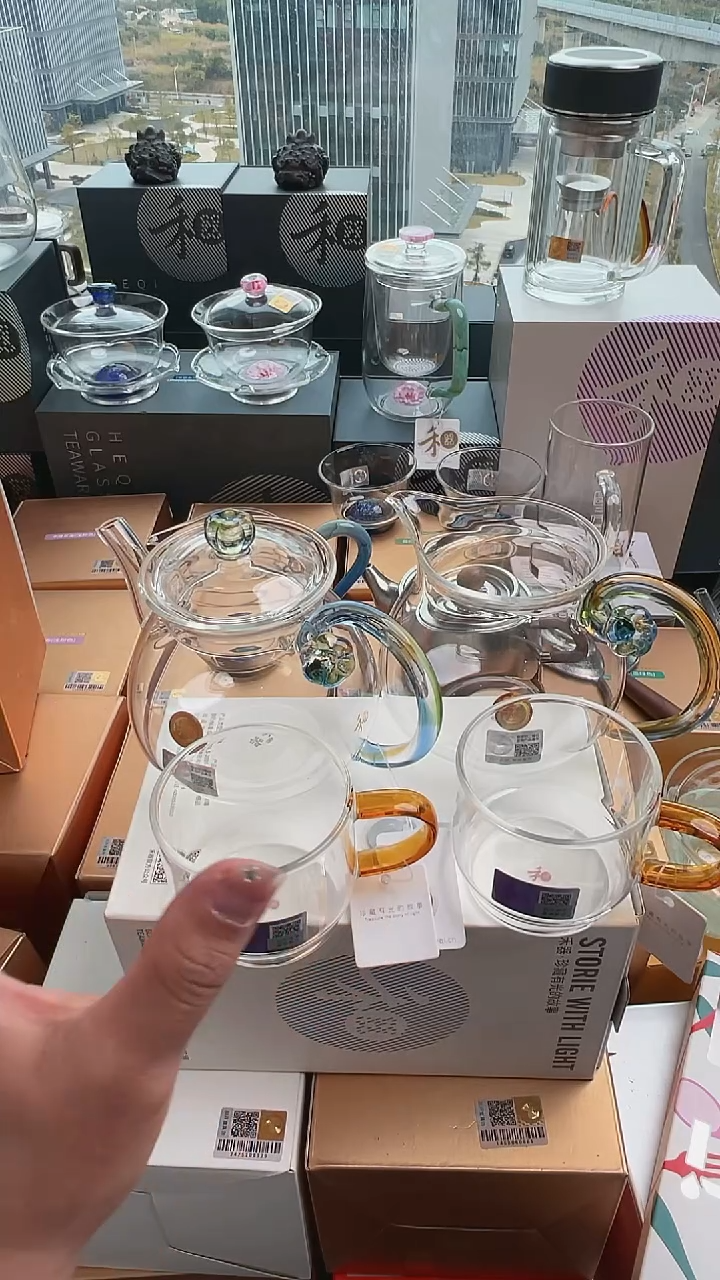 @@禾器清莲茶海迷翠+浮莲迷翠+逸杯对杯琥珀色