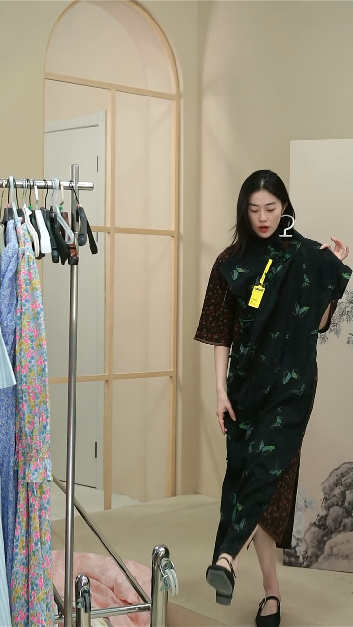 棉涤无填充物S码 蝴蝶旗袍