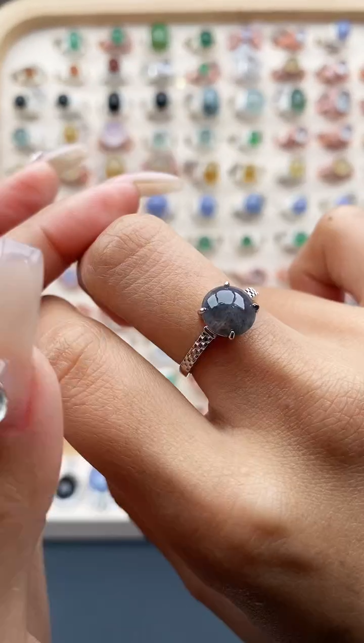 【闪购商品】翡翠戒指银S925镶嵌缅甸天然A货翡翠333  6+9