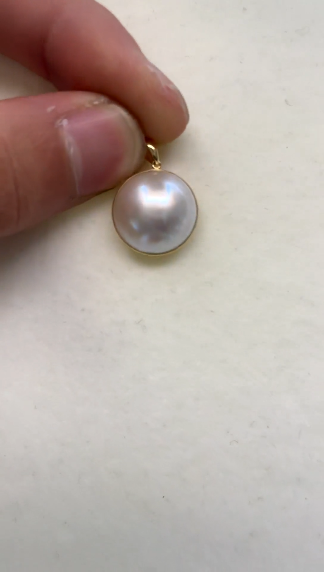 18K金镶嵌颈饰拼合珍珠（马贝珠）15-16