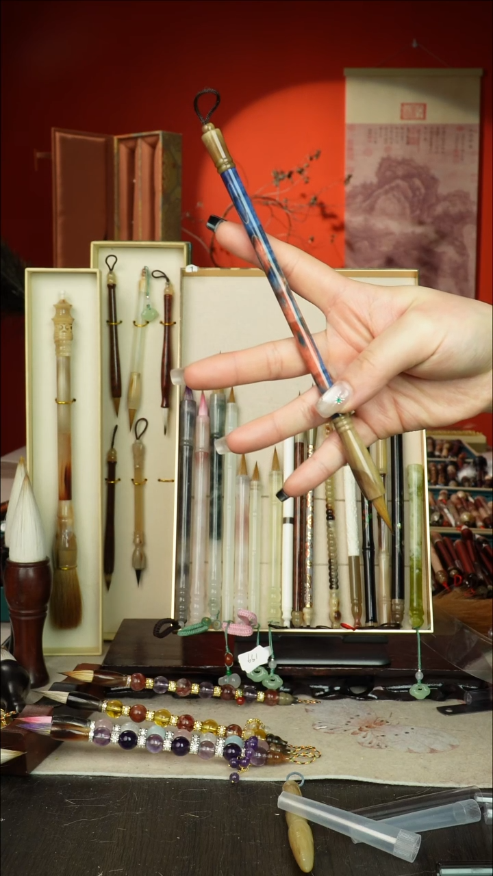 309号闪孤品高货毛笔链接 清水试笔 蘸墨不退