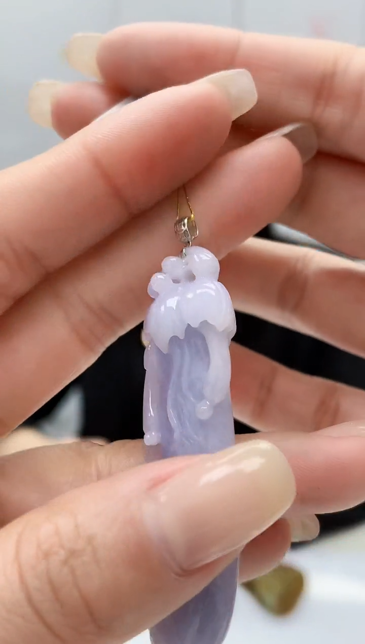 【闪购商品】定制翡翠18K金镶嵌4852lr-毛货挂件70