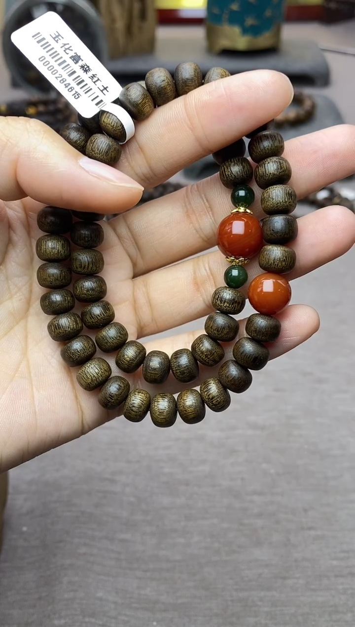 【闪购商品】沉香手串富森红土6*8玉化沉水＋配饰双圈设计