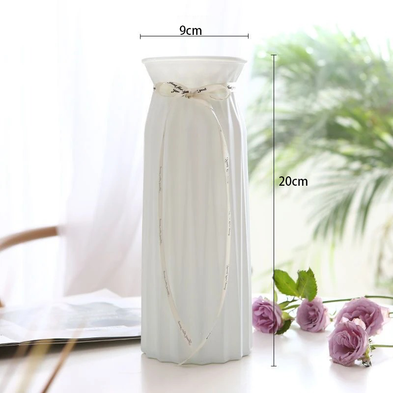 【买一送一到手2个花瓶】简约仿陶瓷白色折纸塑料花瓶勿忘我专用