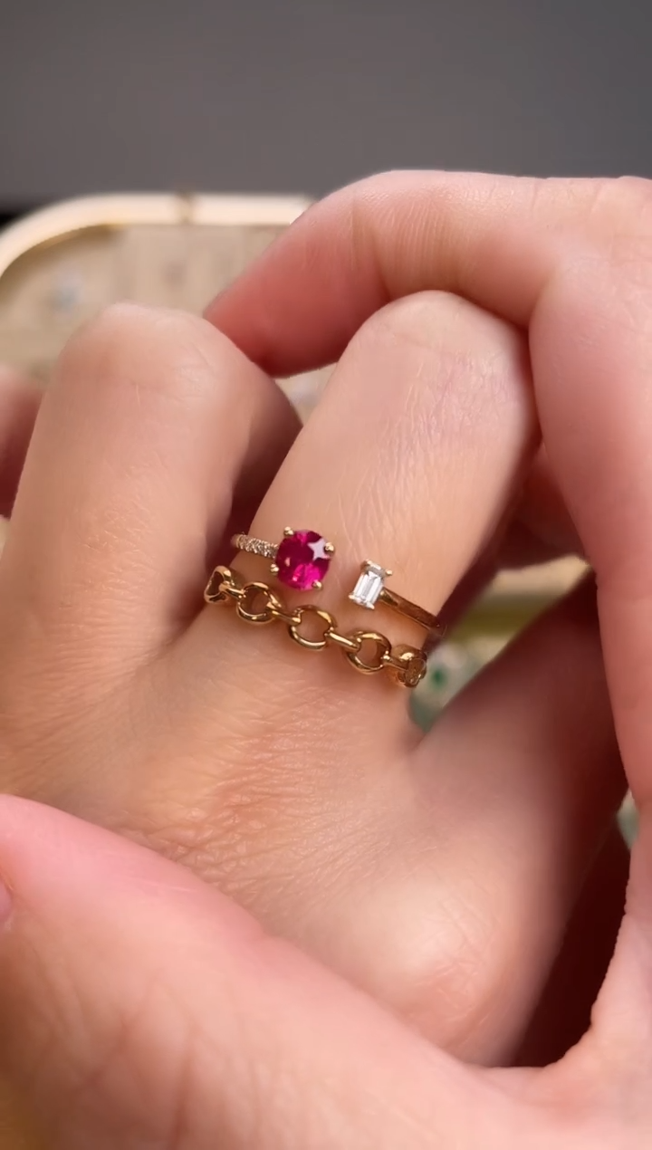 【闪购商品】红宝石戒指18K金镶嵌主石：0.44ct