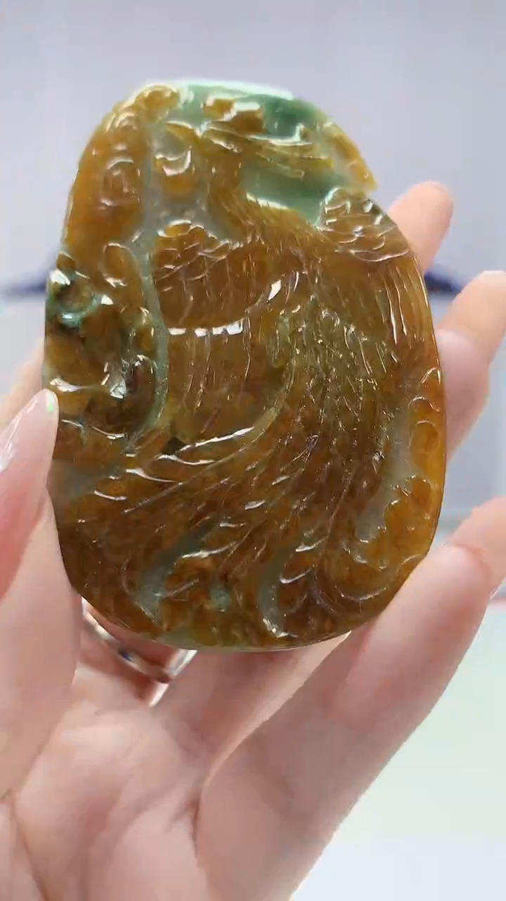 【闪购商品】定制翡翠未镶嵌4917DD-毛货挂件凤凰185