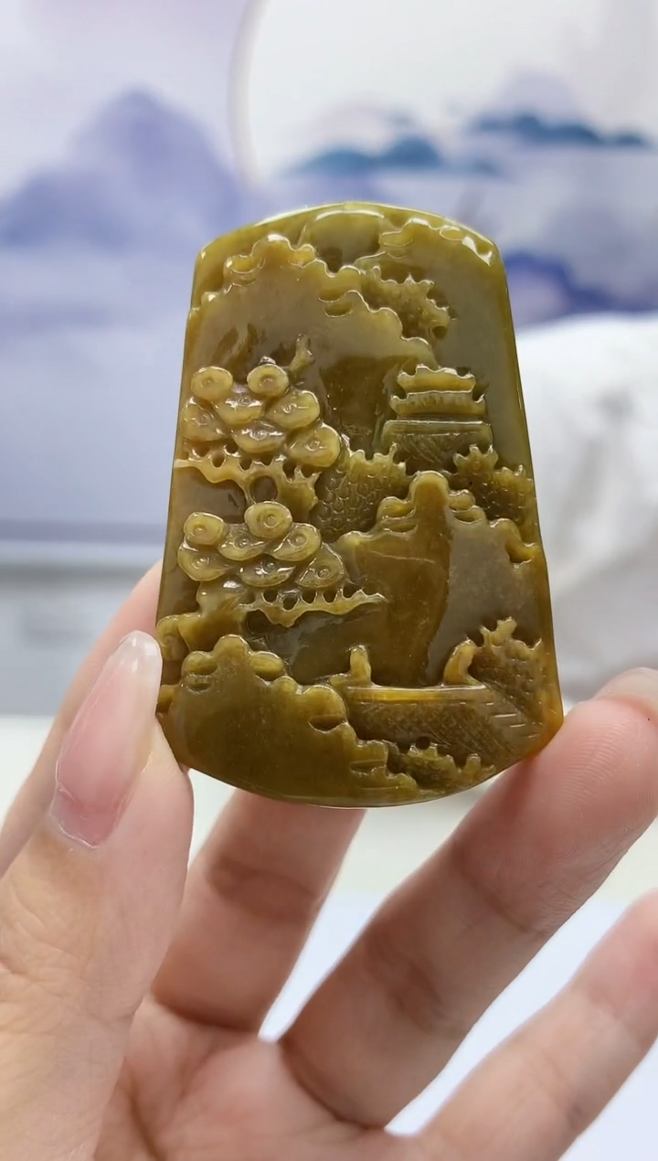 【闪购商品】定制翡翠未镶嵌5028kk-毛货挂件80