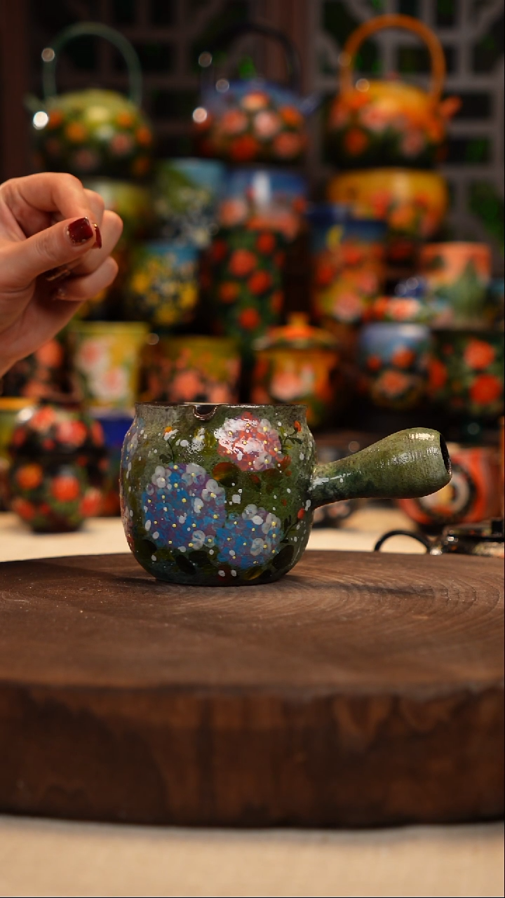 紫砂 油画釉下彩手绘