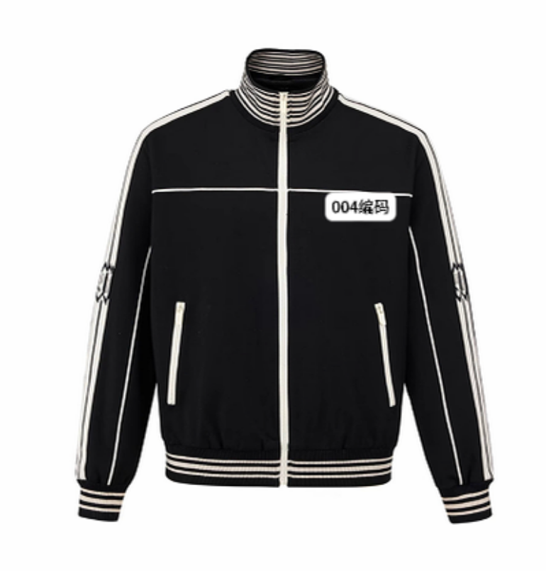 004【男女情侣款】GOOD条纹贴皮绣轻奢时尚运动外套 男女同款