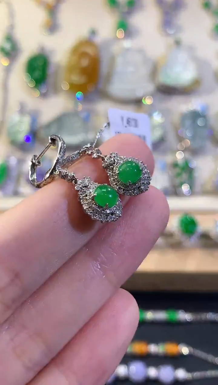 18K金镶嵌翡翠耳饰冬日珠宝Q139