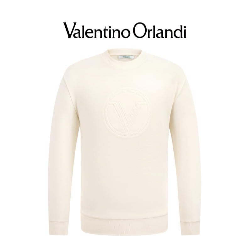 Valentino orlandi男士春秋冬B版时尚百搭钢印logo圆领长袖卫衣