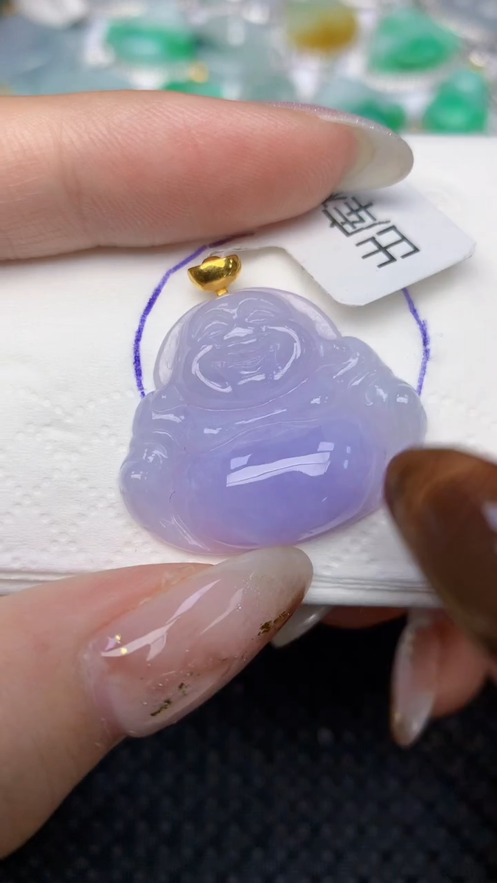 颈饰18K金镶嵌翡翠天然缅甸翡翠a货百元以上9元证书费自理