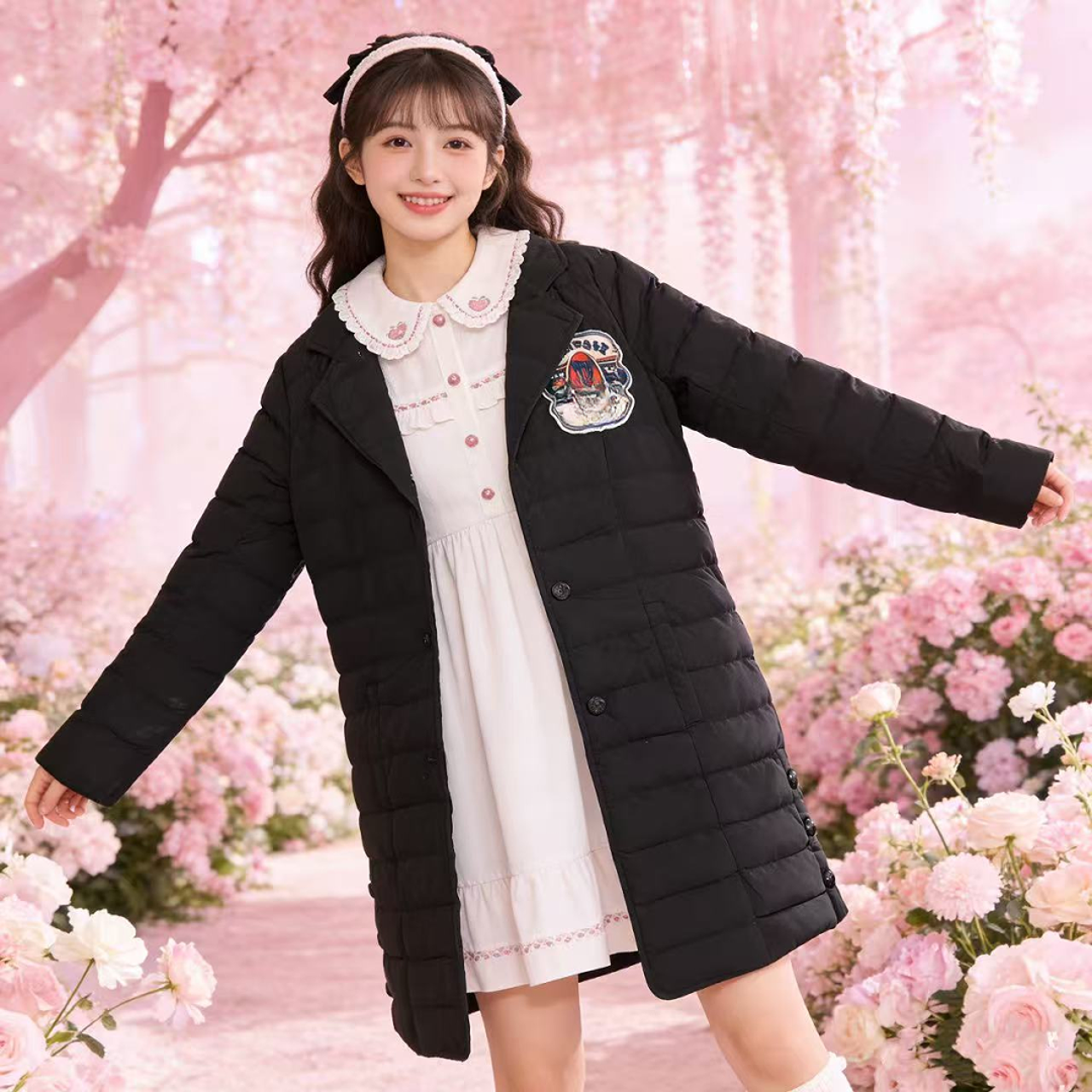 46#冬季新款韩版宽松加厚棉衣ins潮爆款棉袄女中长款连帽外套