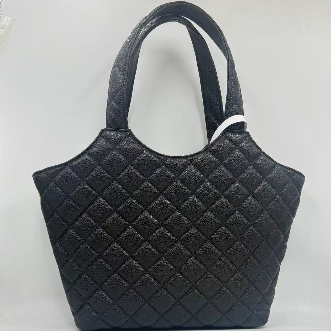 LQ-WITH-QUEEN真皮女包手提菱格黑色-大0170