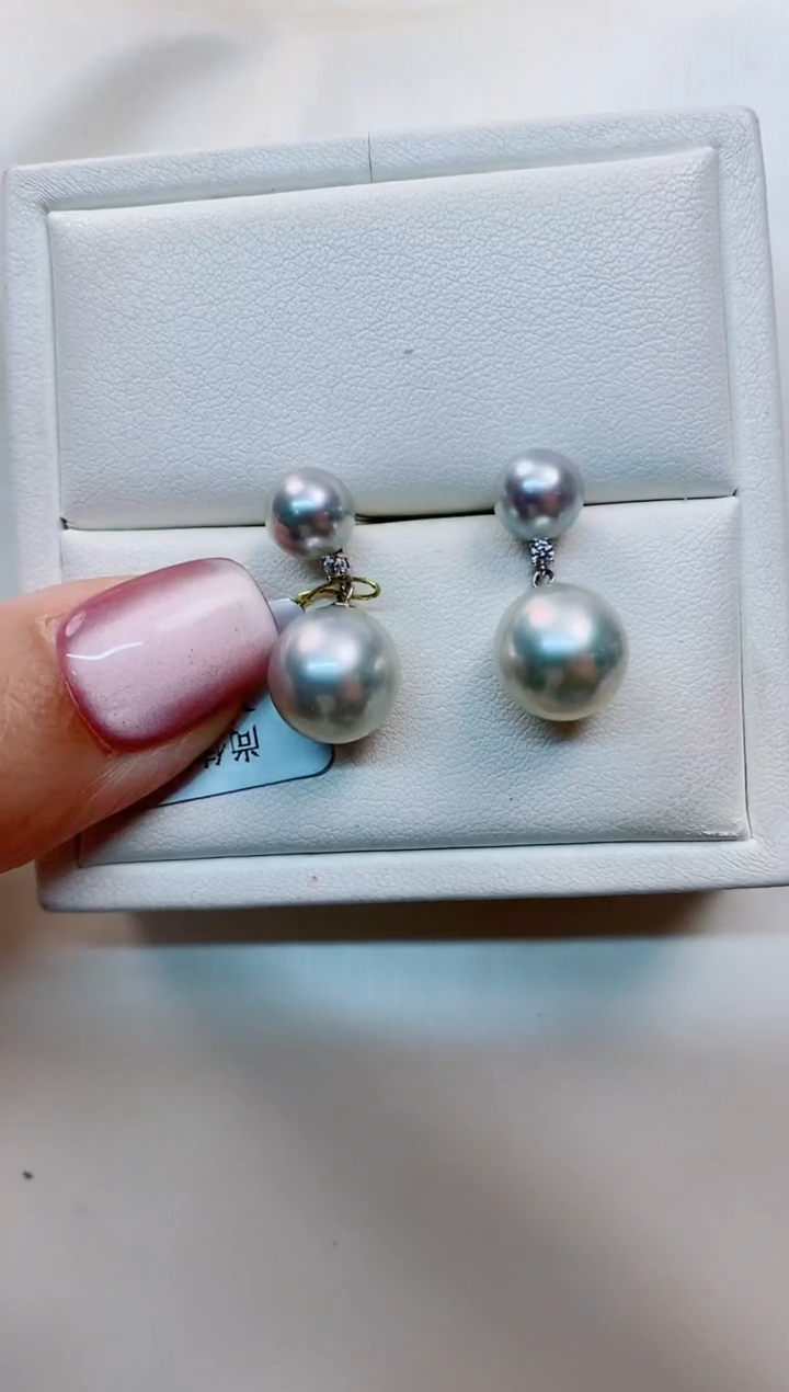 【闪购商品】海水珍珠耳饰18K金镶嵌7-11澳白海水珍珠耳饰