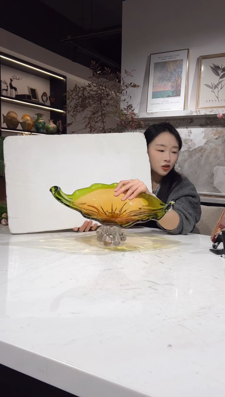 【闪购商品】琉璃新款一叶扁舟果盘