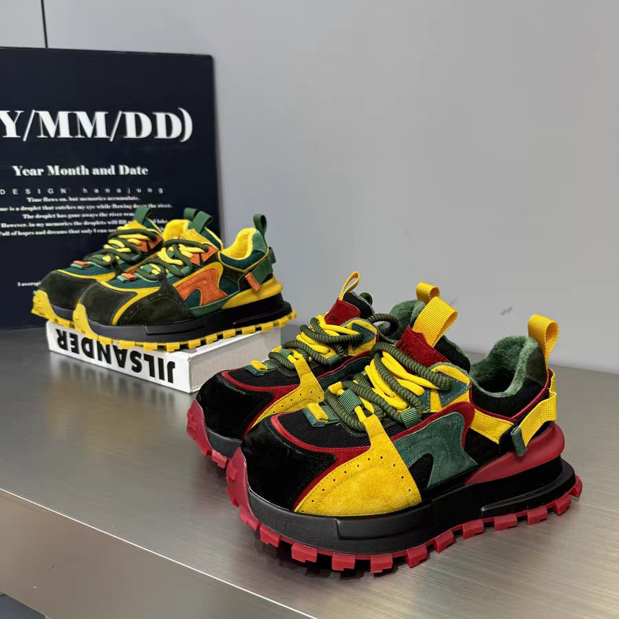 【NB】韩版ins潮2025冬季新款单棉同步德训鞋女时尚厚底拼色防滑