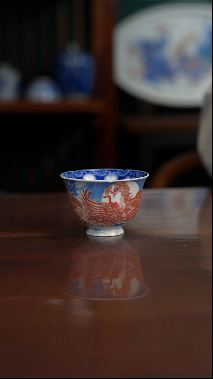 自成堂柴窑 青花釉里红凤