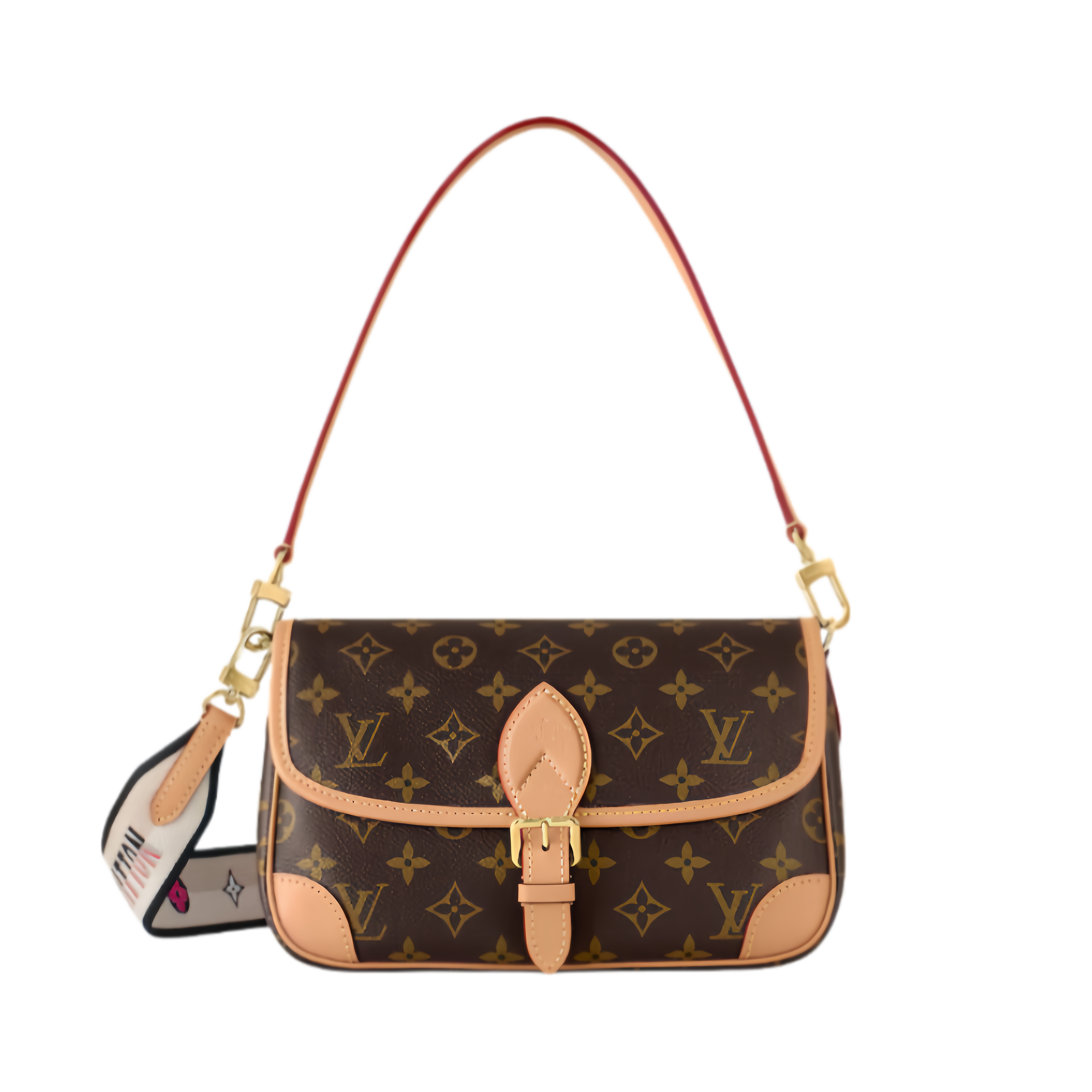 99新 LouisVuitton/路易威登 【交】粉肩带/黑肩带法棍单肩斜跨包