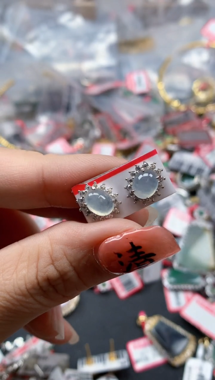 银S925镶嵌戒指翡翠天然A货缅甸翡翠