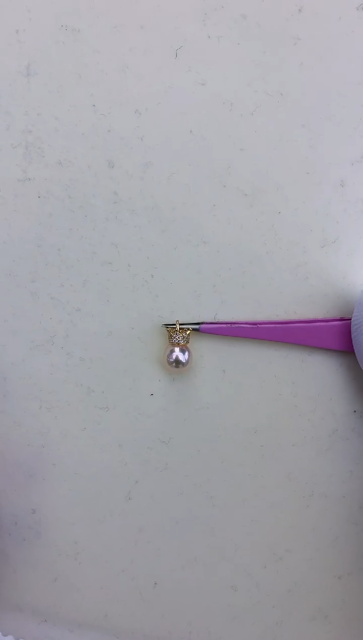 银S925镶嵌饰品海水珍珠皇冠吊坠